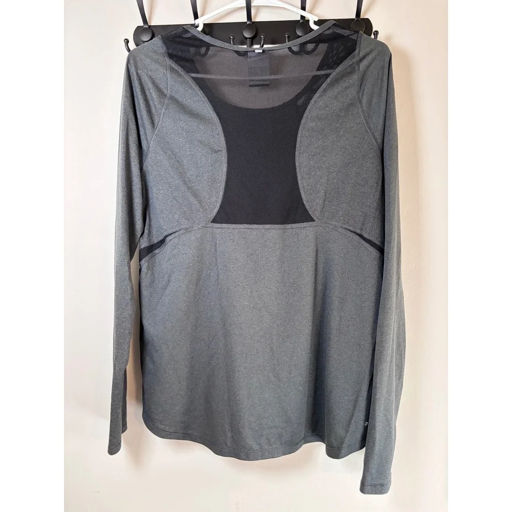 Nike Dri-FIT Womens Large Gray Long Sleeve Mesh Panel Training Shirt Heathered
